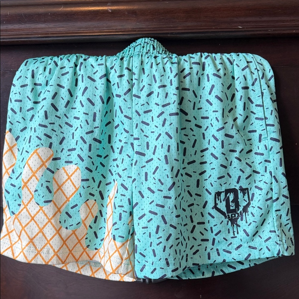 Baseball 101  Sprinkles Print Trunks with Orange Cone Graphic
